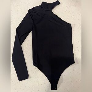 One Arm Sleeve Black Bodysuit